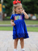 Girls Back To School Crayon Twirl Dress Ruffle Applique