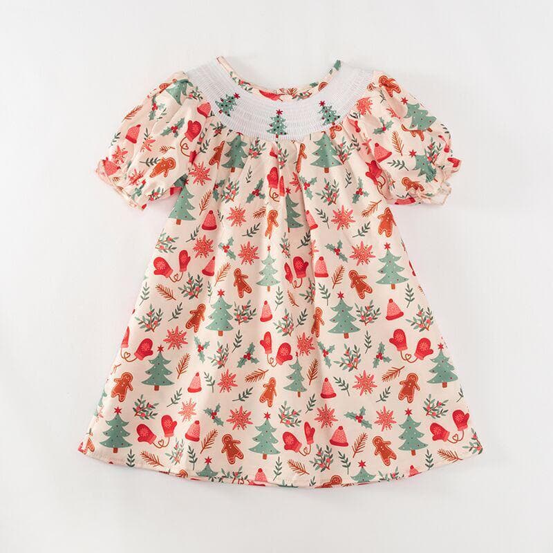 Christmas Smocked Tree & Mittens Dress 5 Years Christmas Smocked Tree & Mittens Dress 5 Years