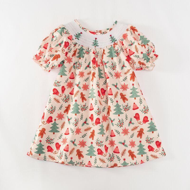 Christmas Smocked Tree & Mittens Dress