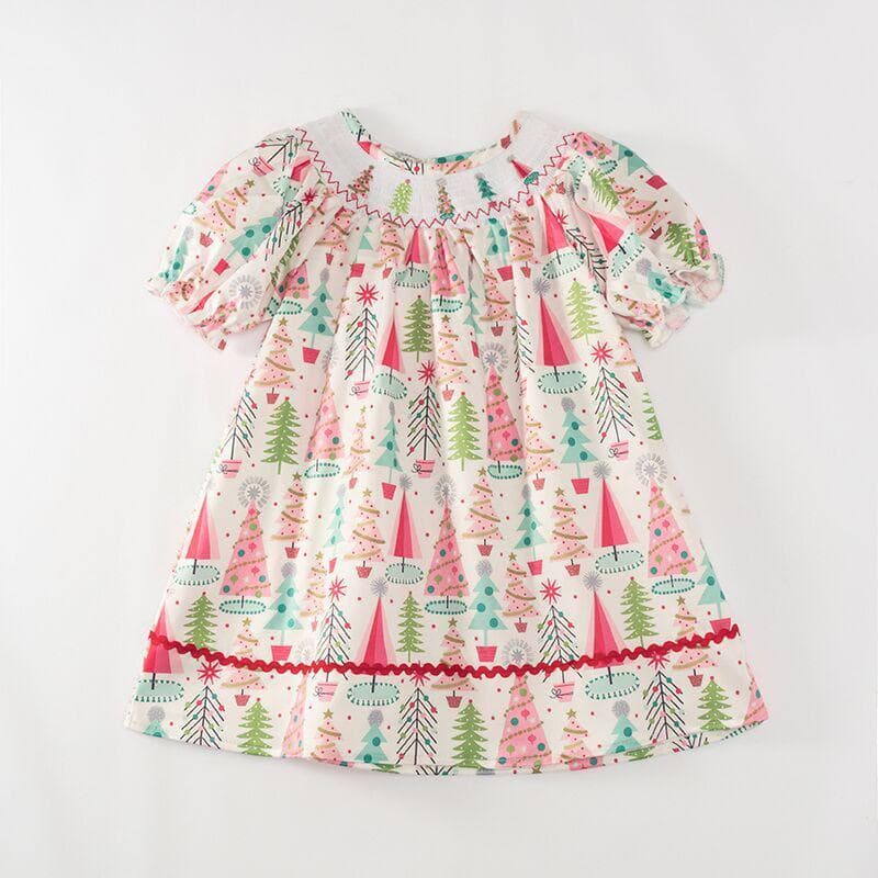 Christmas Smocked Vintage Tree Dress