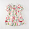 Christmas Smocked Vintage Tree Dress w/ Hair Bow