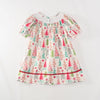 Christmas Smocked Vintage Tree Dress w/ Hair Bow