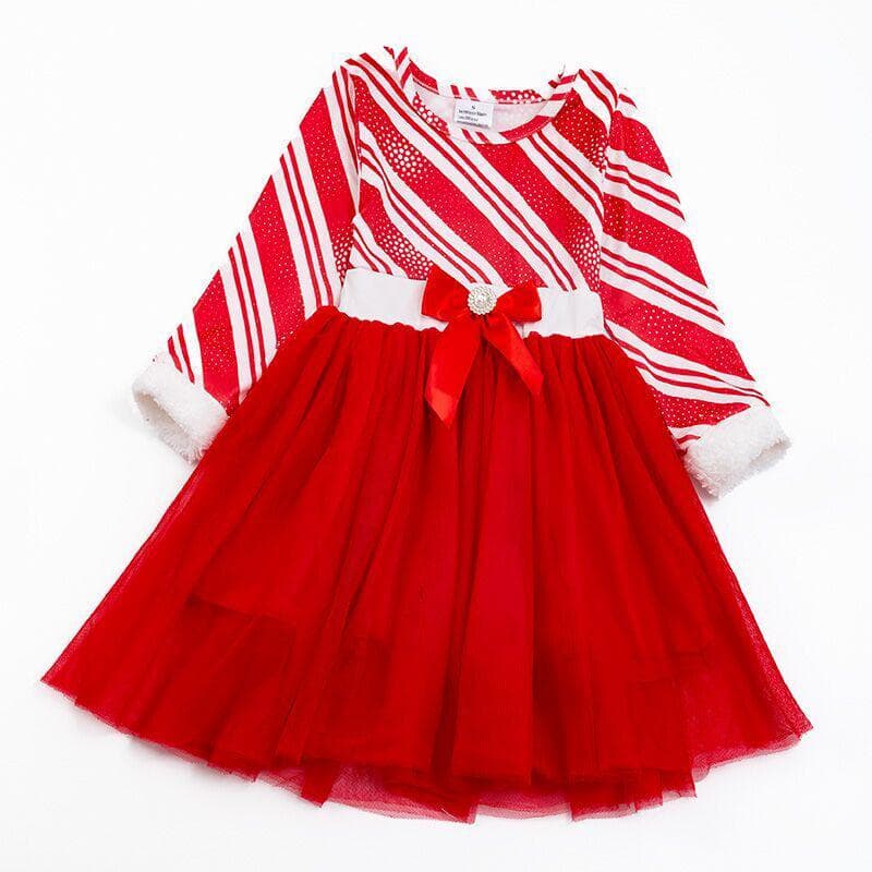 Christmas Cany Cane Tutu Dress w/ Hair Bow