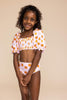 Orange floral Print Smocked 2 pc Bathing Suit