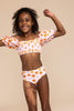 Orange floral Print Smocked 2 pc Bathing Suit