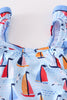 Watercolor Sailboat 1 Pc Swimsuit