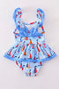 Watercolor Sailboat 1 Pc Swimsuit