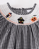 Halloween Smocked Black Checker Dress