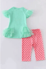 Little Bunny Teal & Pink Polka Dots Girls Tutu Capri Outfit