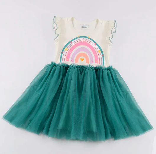 Rainbow Spring Teal Tutu Playwear Dress