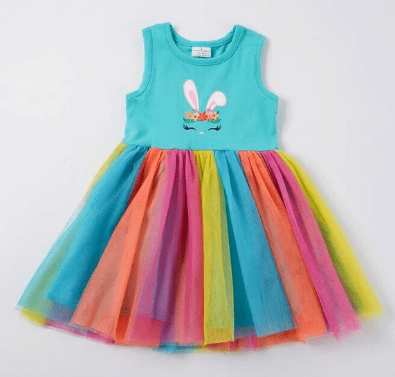 Rainbow Bunny Playwear Dress w/ Hairbow