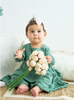 Fall Sage Tiered Playwear Dress w/ Hair Bow