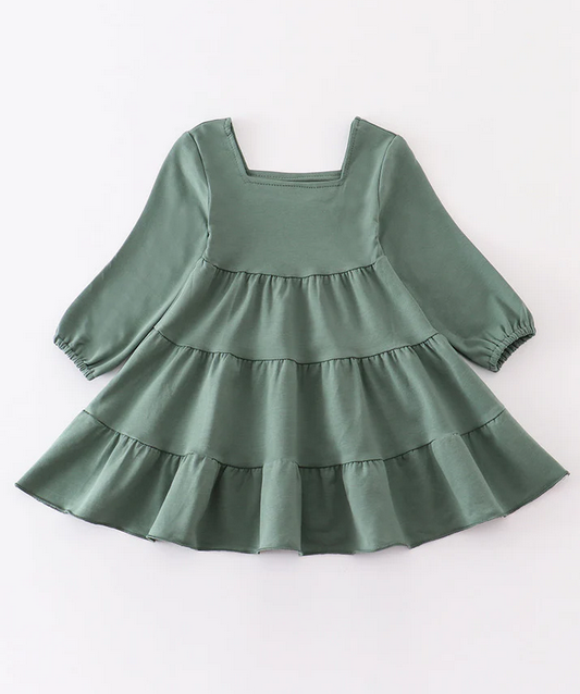 Fall Sage Tiered Playwear Dress