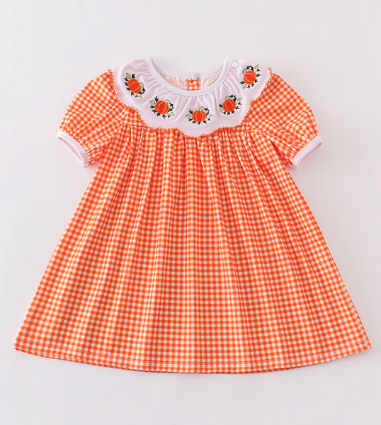 Fall Pumpkin Embroidery Playwear Dress