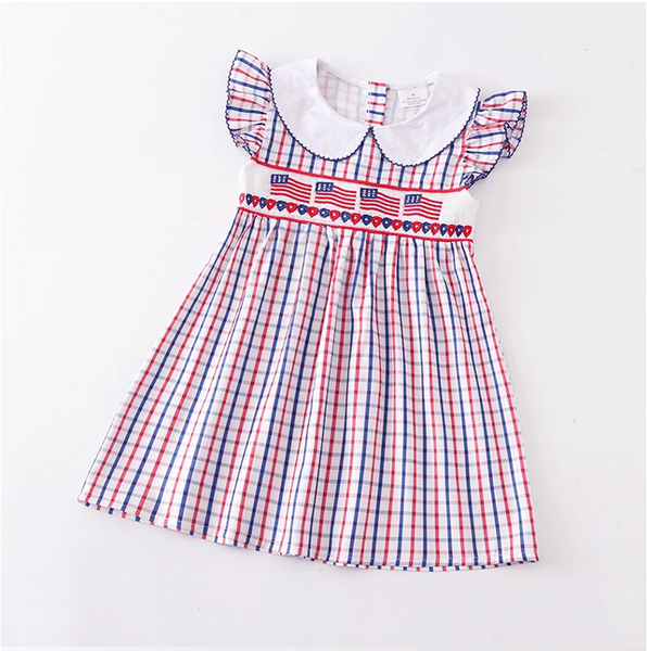 4th Of July Holiday Smocked American Flag Dress