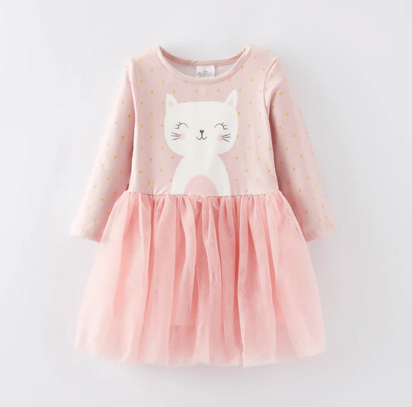 Valentine's Day Pink Kitty Tutu Play Wear Dress w/ Hair Bow