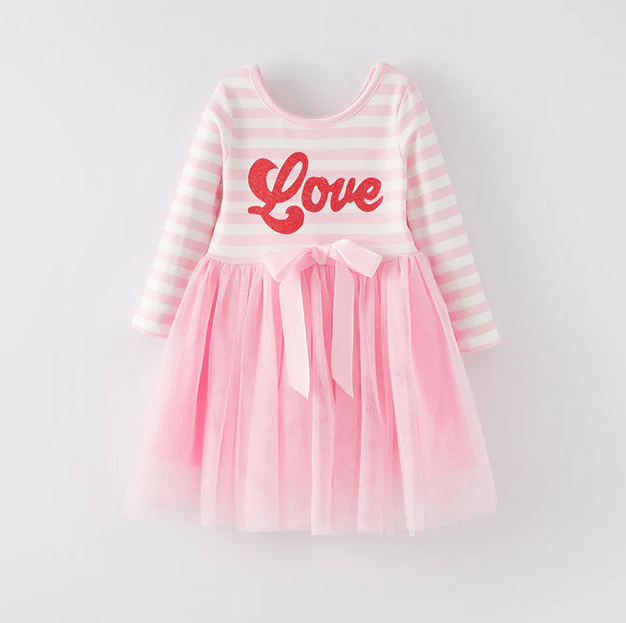 Valentine's Day Love Tutu Playwear Dress w/ Hair Bow