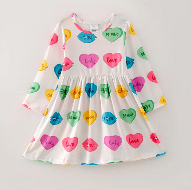 girls valentine dress Long Sleeve Heart Print Sweater - Cutie - RED she will be a sweet also she will be comfortable Girls Valentine's Day Dresses |