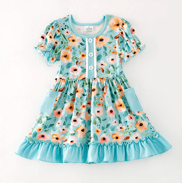Spring Teal Garden Playwear Dress