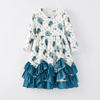 Lovely Blue Floral Maxi Playwear Dress w/ Hair Bow
