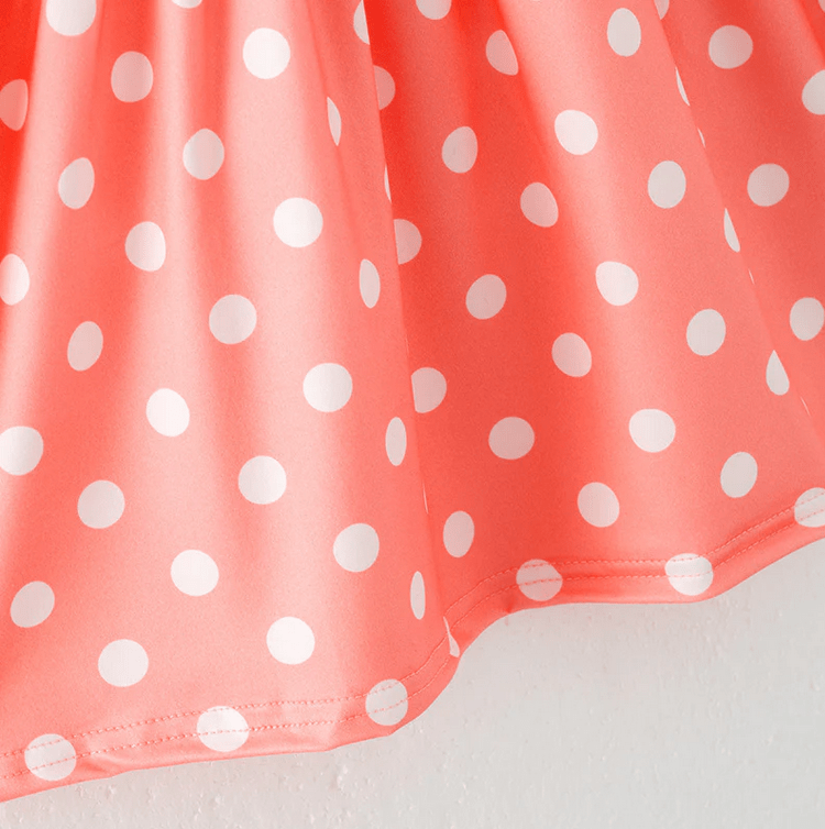 Coral Polka Dot Summer Play Wear Dress 1-2 Year Coral Polka Dot Summer Play Wear Dress 1-2 Year