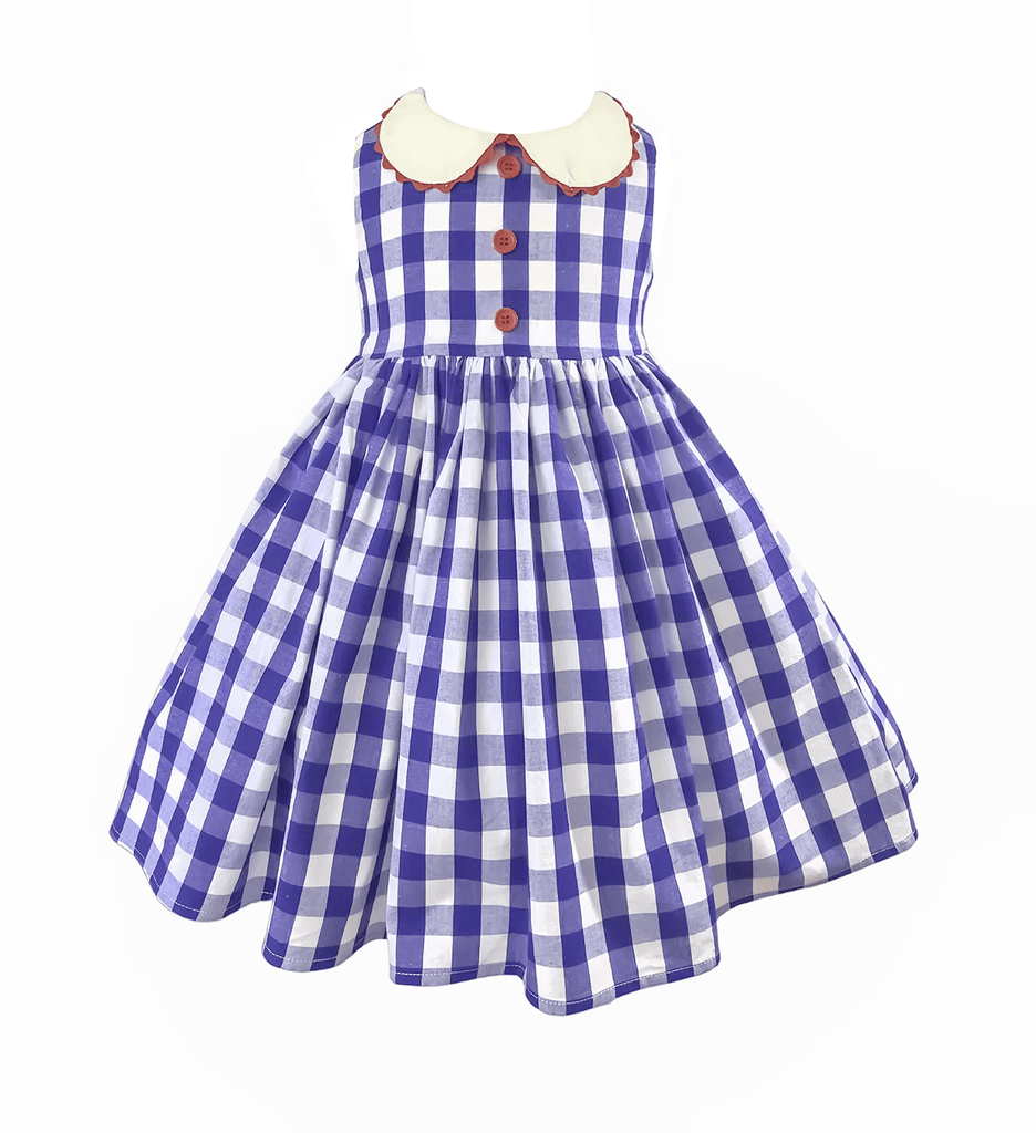 Vintage Alabama Blue Gingham Dress w/ Hair Bow - Little Miss Marmalade