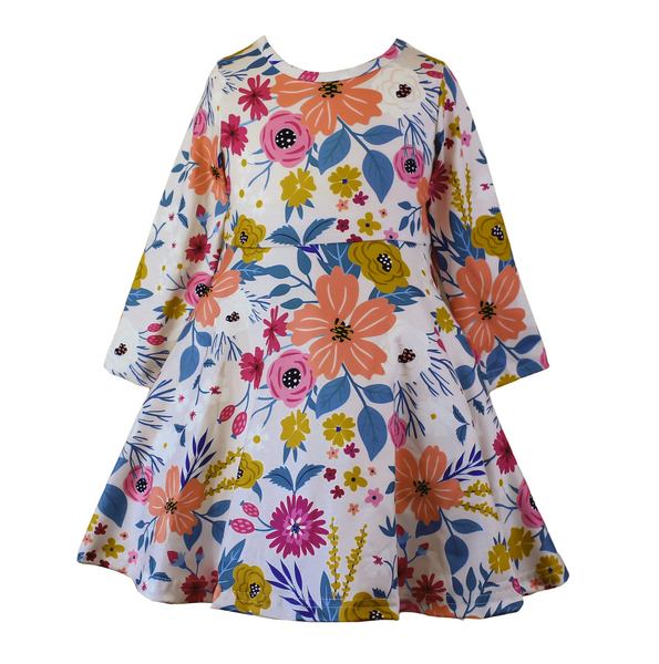 Spring Long Sleeved Flower Playwear Dress