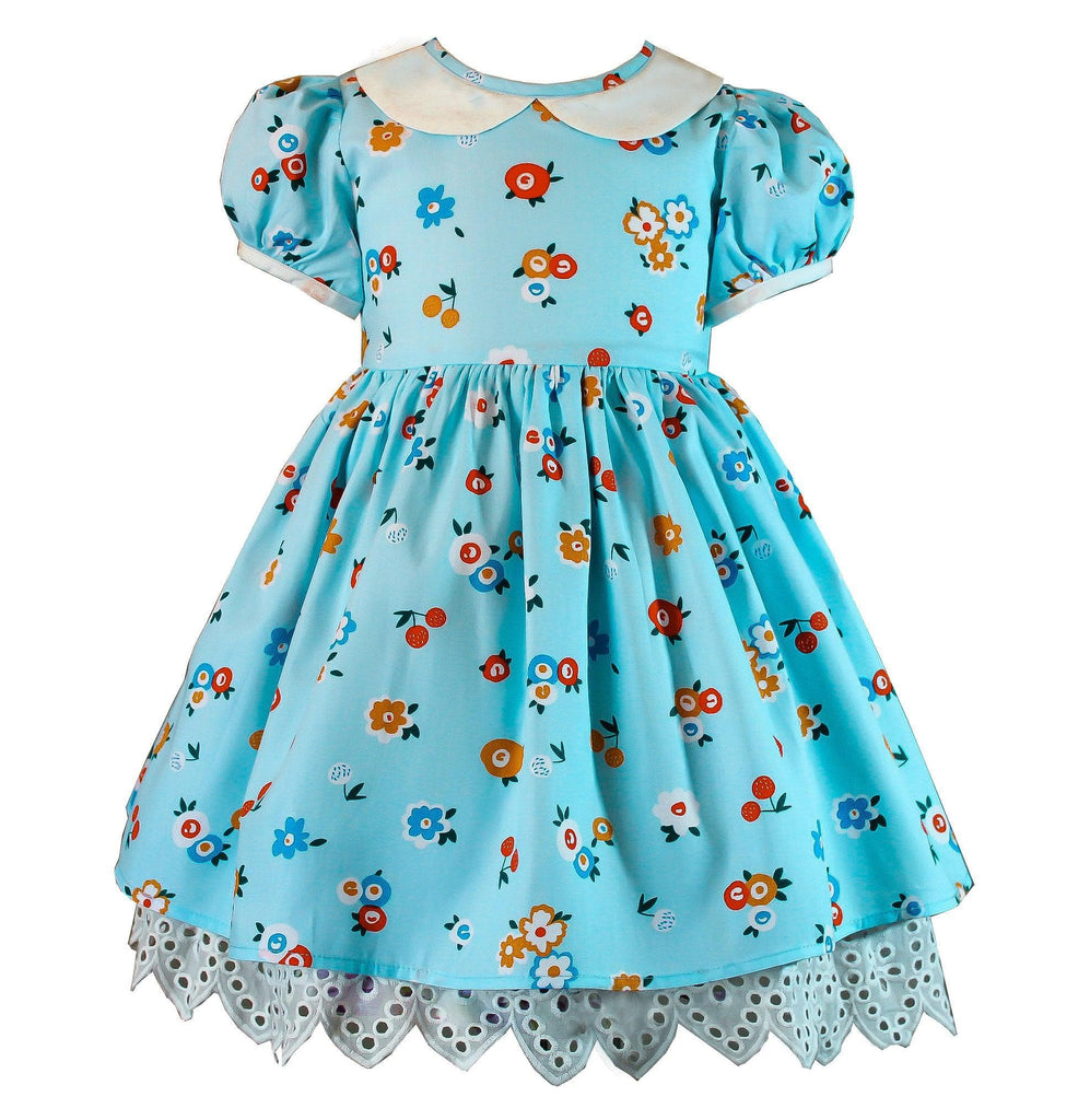 Vintage Blue Flower Lolly Dress - Little Miss Marmalade